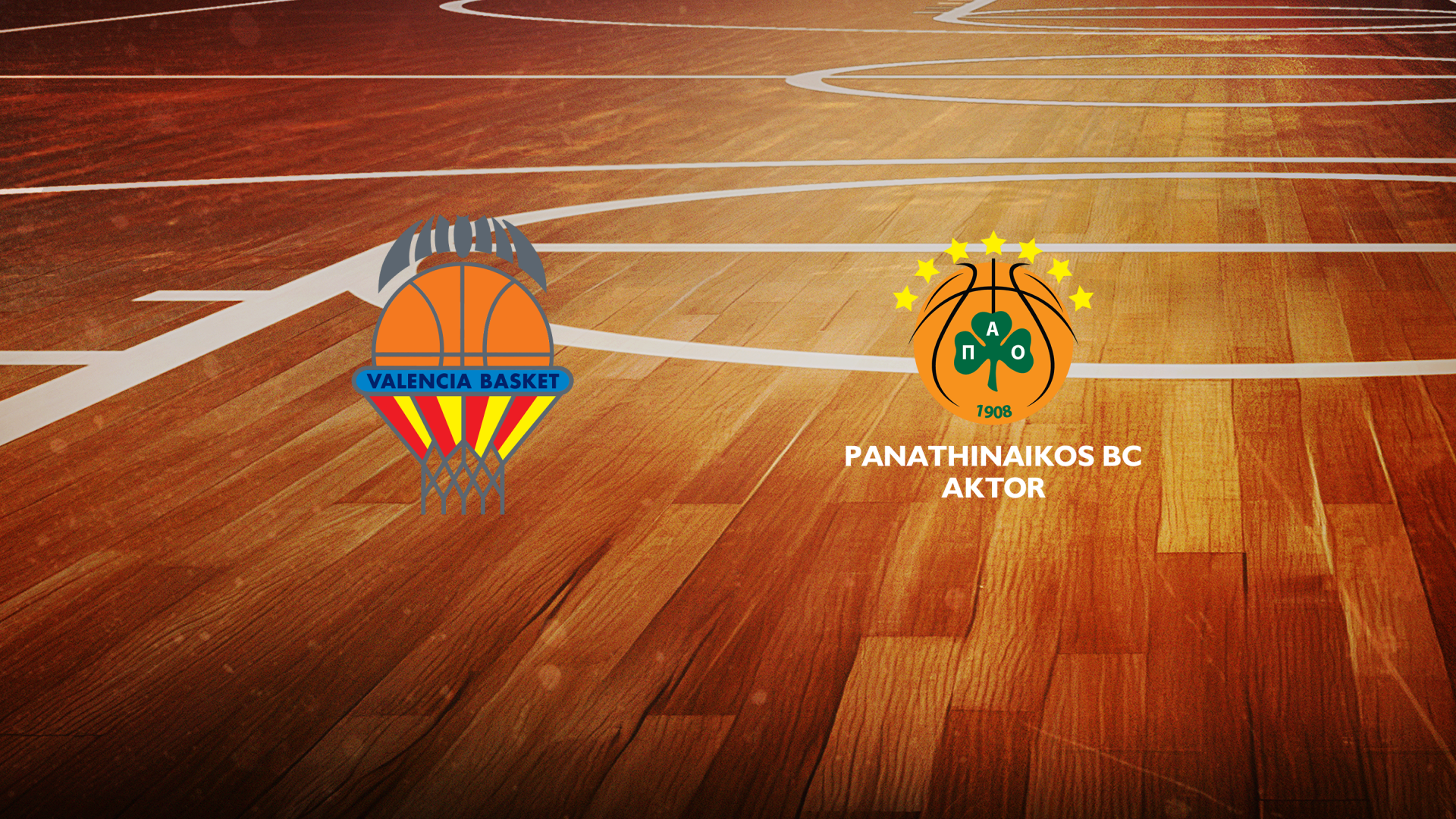 Werbegrafik mit den Logos von Valencia und Panathinaikos